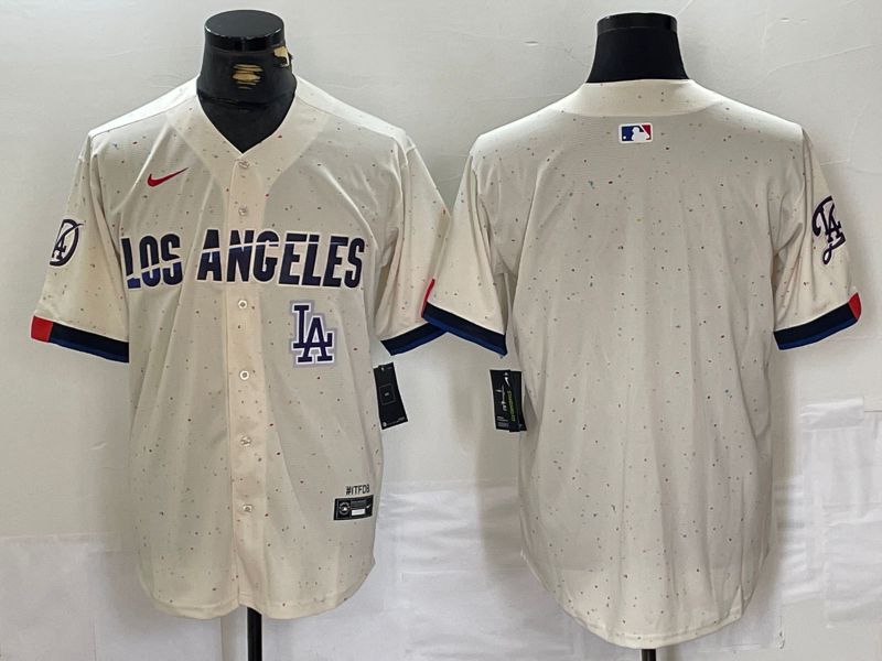 Men Los Angeles Dodgers Blank Cream Fashion Nike Game MLB Jersey style 2